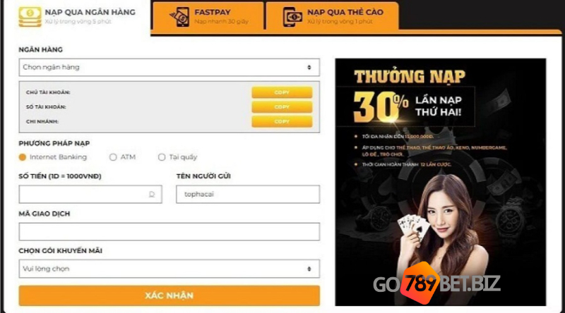 Lưu ý cần nắm để quá trình nạp tiền 789Bet thành công