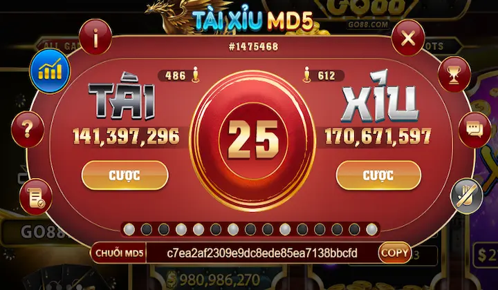 Tài xỉu Go789 MD5 đảm bảo công bằng, uy tín cho các tay cược